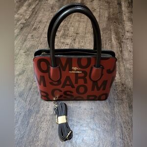 NWT Reddish Burgundy and Brown Letter Embossed Crossbody Shoulder Handbag